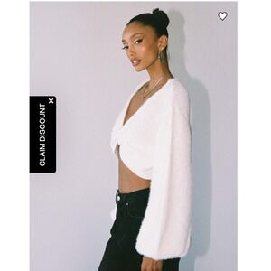 Princess Polly Ivory Twist Front Cropped Sweater Long Sleeve Women Balletcore